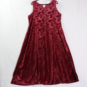 VTG Jalate Maxi Dress Women’s 22/24 Burgundy Velvet Burnout Whimsigoth